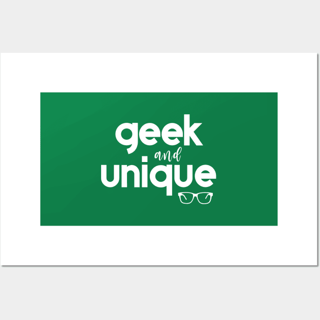 Geek and Unique Text with Nerdy Glasses - Green Wall Art by VicEllisArt